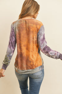 Thumbnail for Riah Fashion - Round Neck Tie Dye Print Pullover - 2 COLORS -