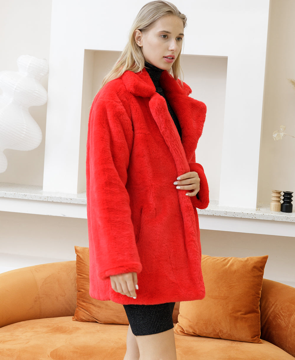 Sharon Tatem - Faux Fur Coat - Elegant Fluffy Thick Warm Artificial Fur Coat - 8 COLORS -