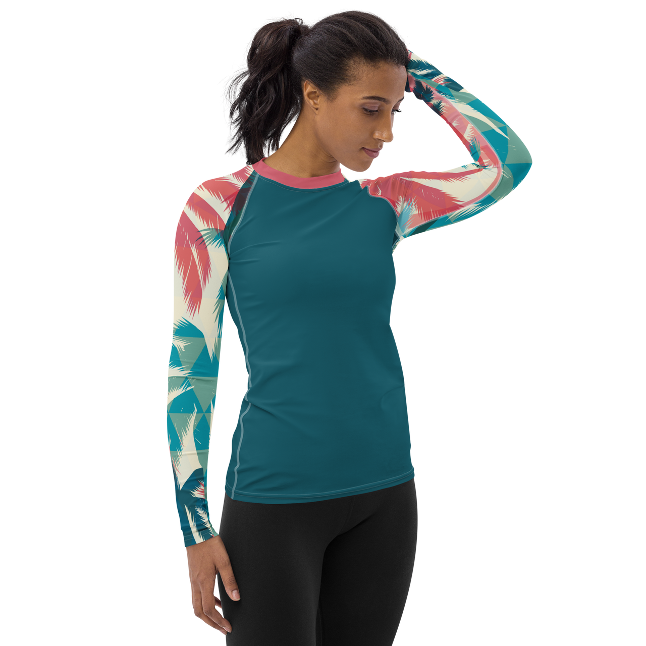 FYC - Women's Palm Season Sleeve Performance Rash Guard UPF 40+ - 1 COLOR -