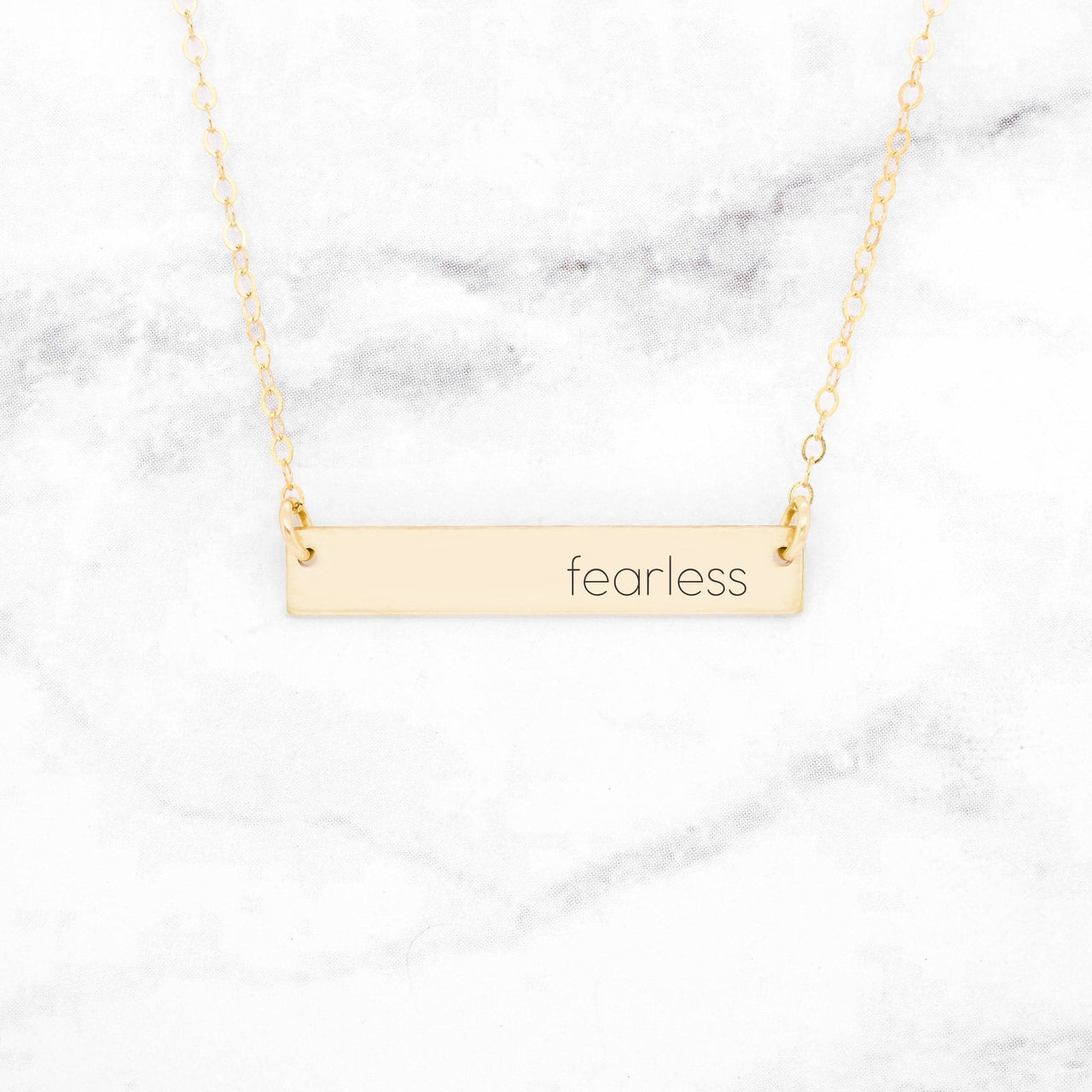 Fearless - Rose Gold Quote Bar Necklace -