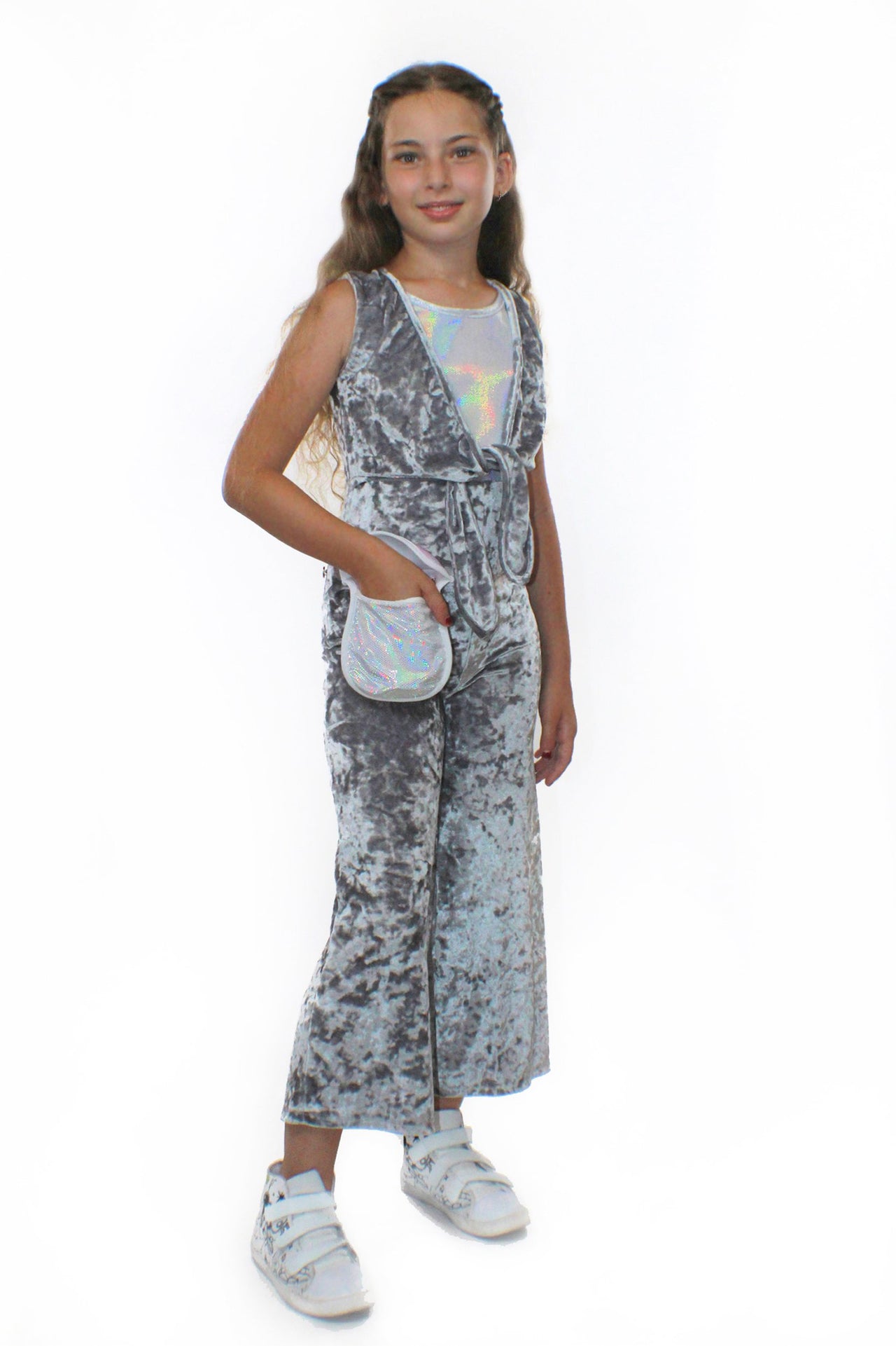 Stardust - COCO With Pocketwist™ – Silver Crushed Velvet Jumpsuit - 1 COLOR -