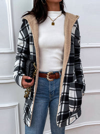 Thumbnail for Plaid Hooded Longline JACKET / Coat - T - 1 COLOR -