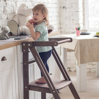 Thumbnail for Wooden Step Stool for Preschool - Kid Chair That Grows - Chocolate