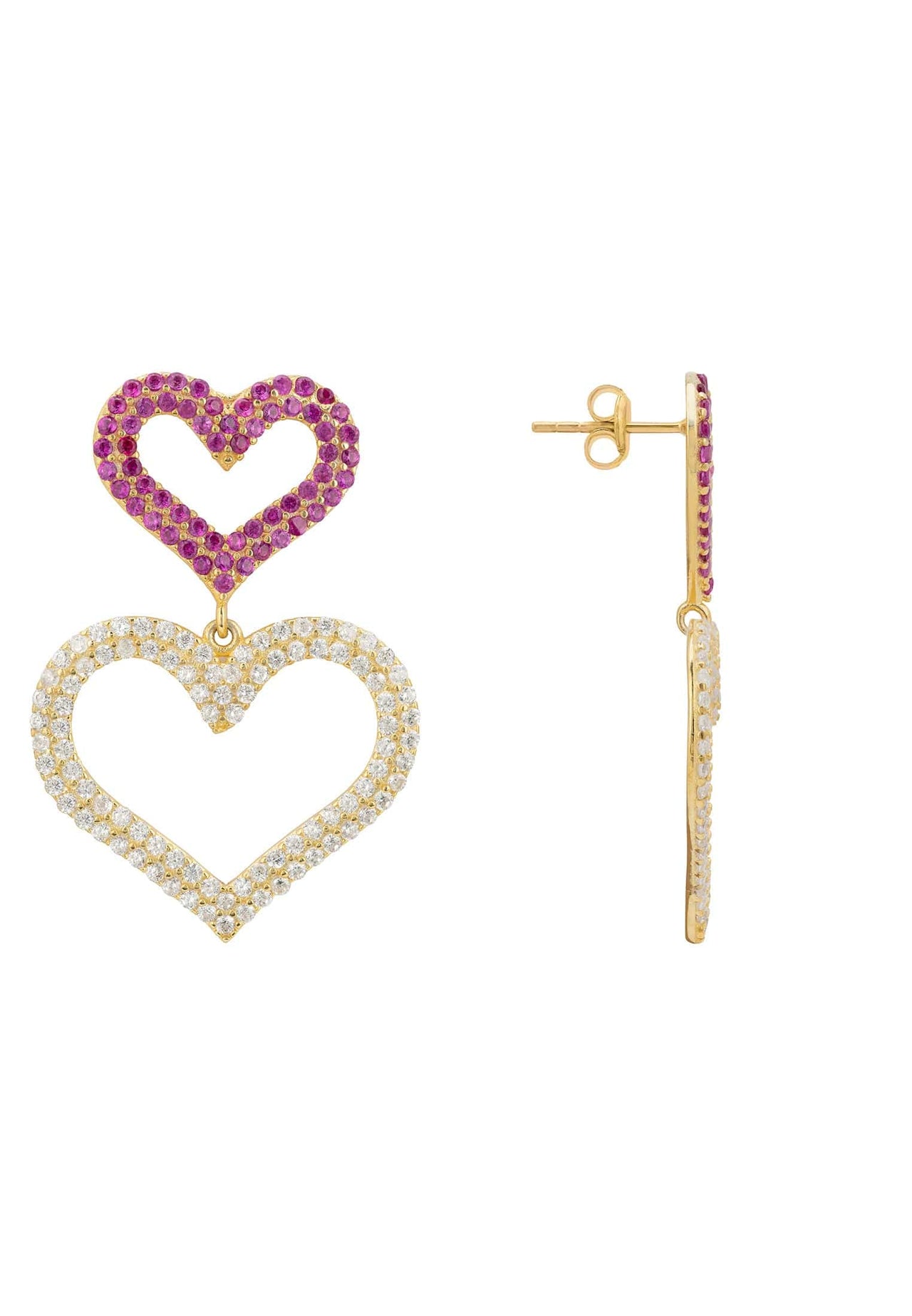 LATELITA - Love Hearts Drop Earrings Gold -