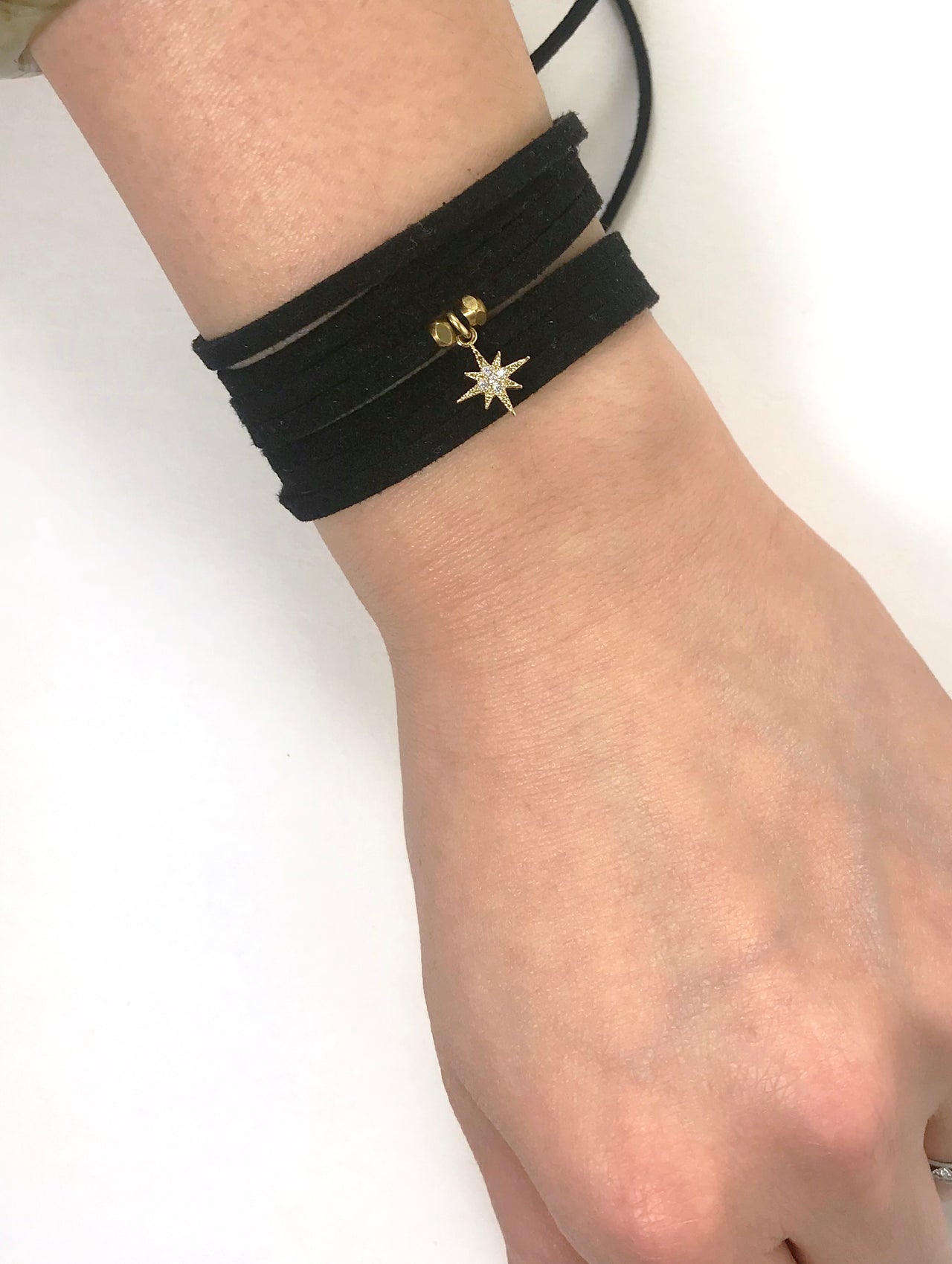 Gena Myint - North Star Black Suede Wrap Bracelet -