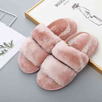 Thumbnail for Faux Fur Open Toe Slippers - T - 10 COLORS/PATTERNS -