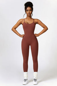 Thumbnail for Open Back Spaghetti Strap Sports Jumpsuit - T - 4 COLORS -