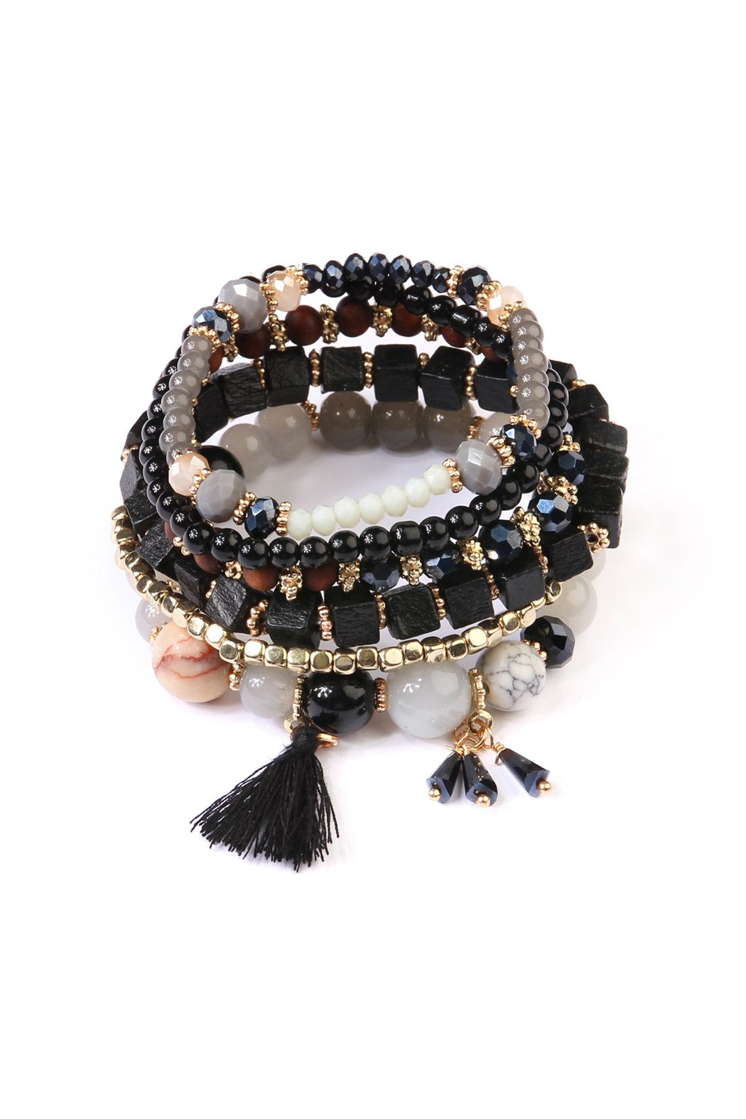 Riah Fashion - Charm Stack Bracelet - 4 COLORS -