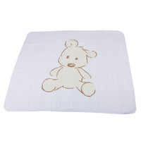 Thumbnail for Newcastle - Teddy Bear and Grey Stripe Cotton Muslin Newcastle Blanket -