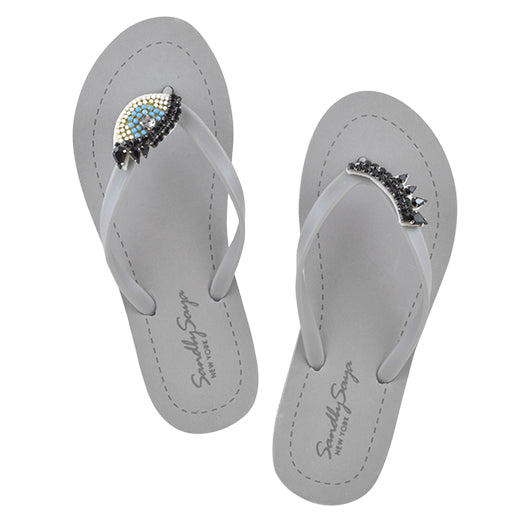 SAND BY SAYA N.Y.  - Eyes - Embroidered Flat Flip Flops Sandal - 4 COLORS -