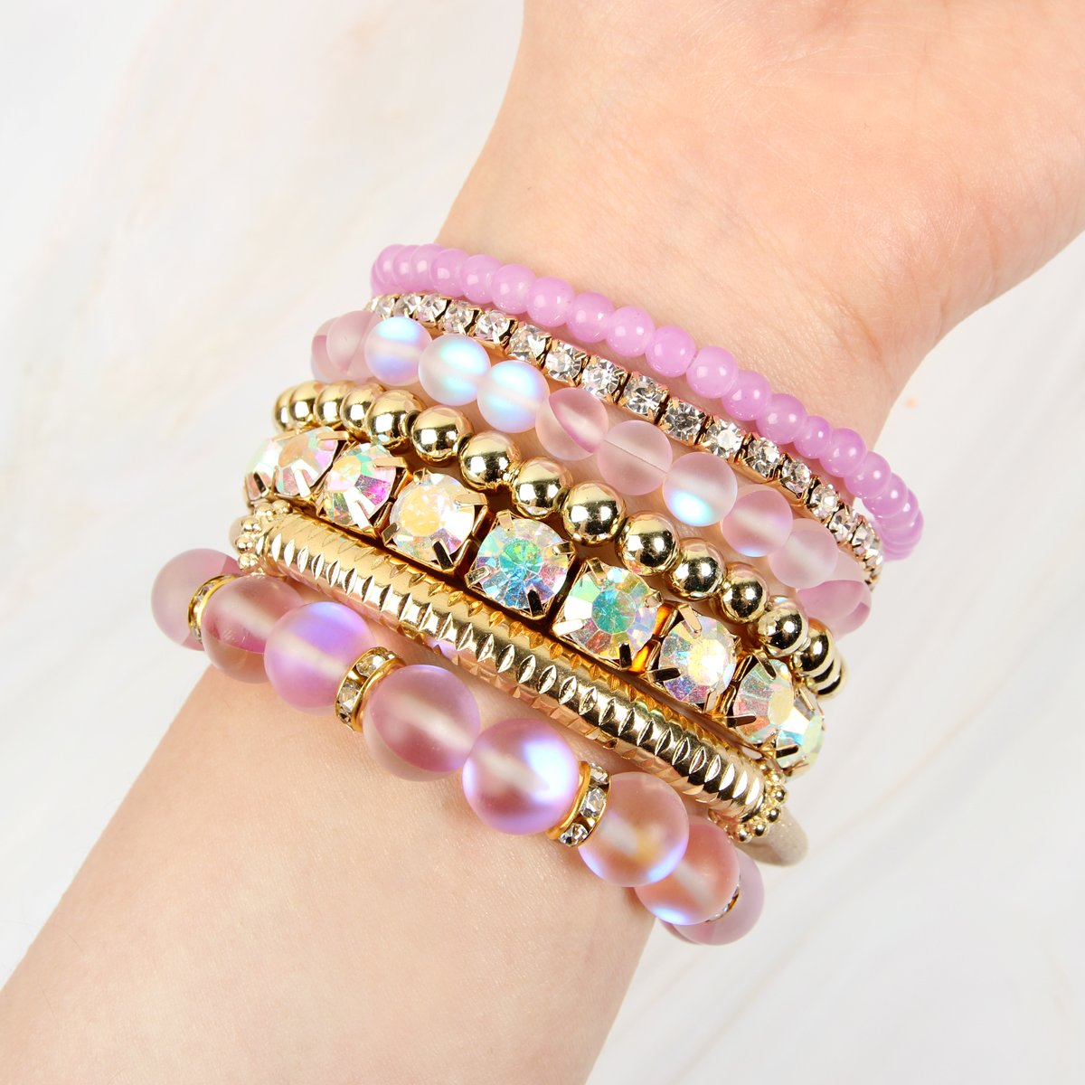 Mermaid Glass Stretch Bracelet - 7 COLORS -