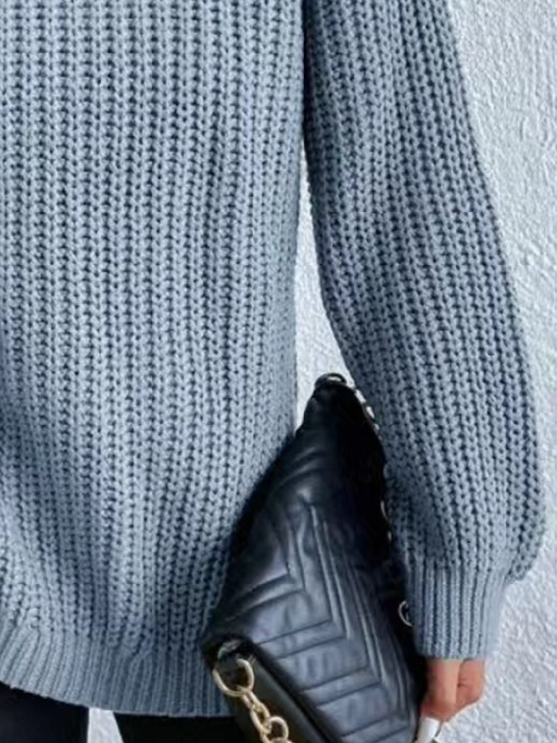 Full Size Turtleneck Rib-Knit Slit Sweater - T - 12 COLORS -