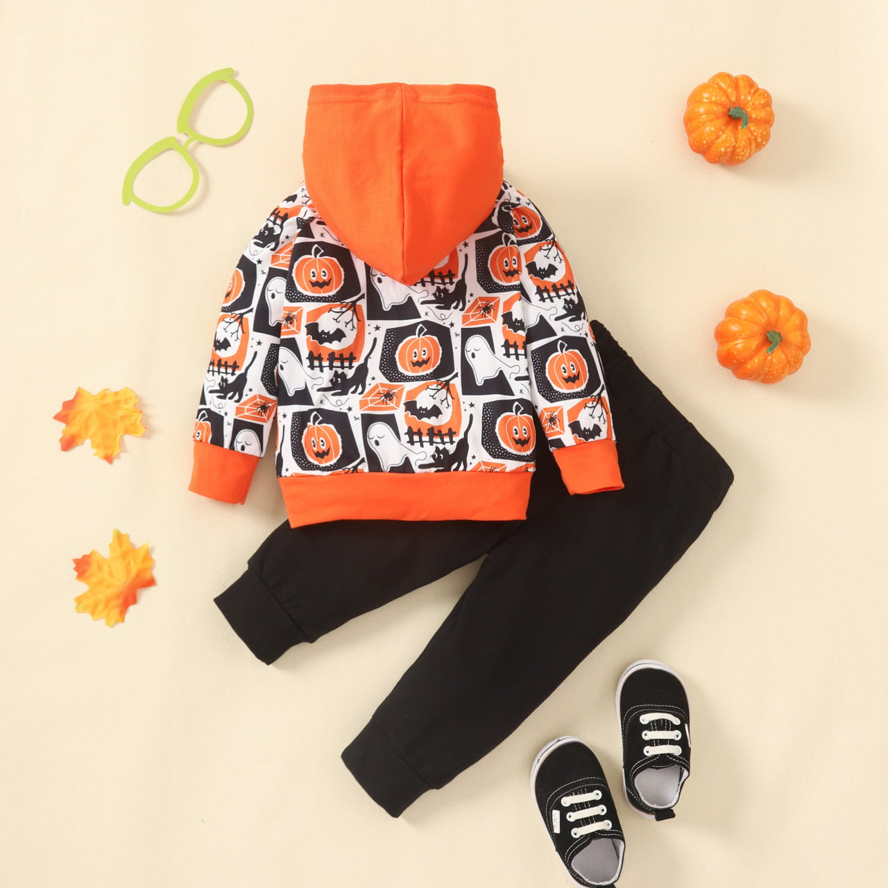 Printed Long Sleeve Hoodie and Pants Set - 2 PCS. - T - 1 COLOR -