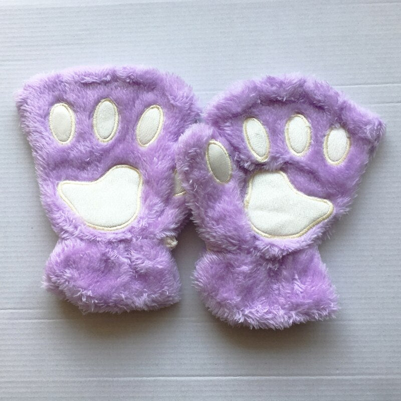 Plush Cat Paw Claw Gloves - Fingerless Mittens / Gloves - [23 DAY DELIVERY] - 11 COLORS -