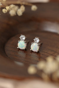 Thumbnail for 4-Prong Opal Stud Earrings - T - 2 COLORS -