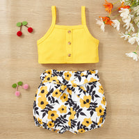 Thumbnail for Decorative Button Tank and Floral Shorts Set - 2 PCS. - T - 2 COLORS -