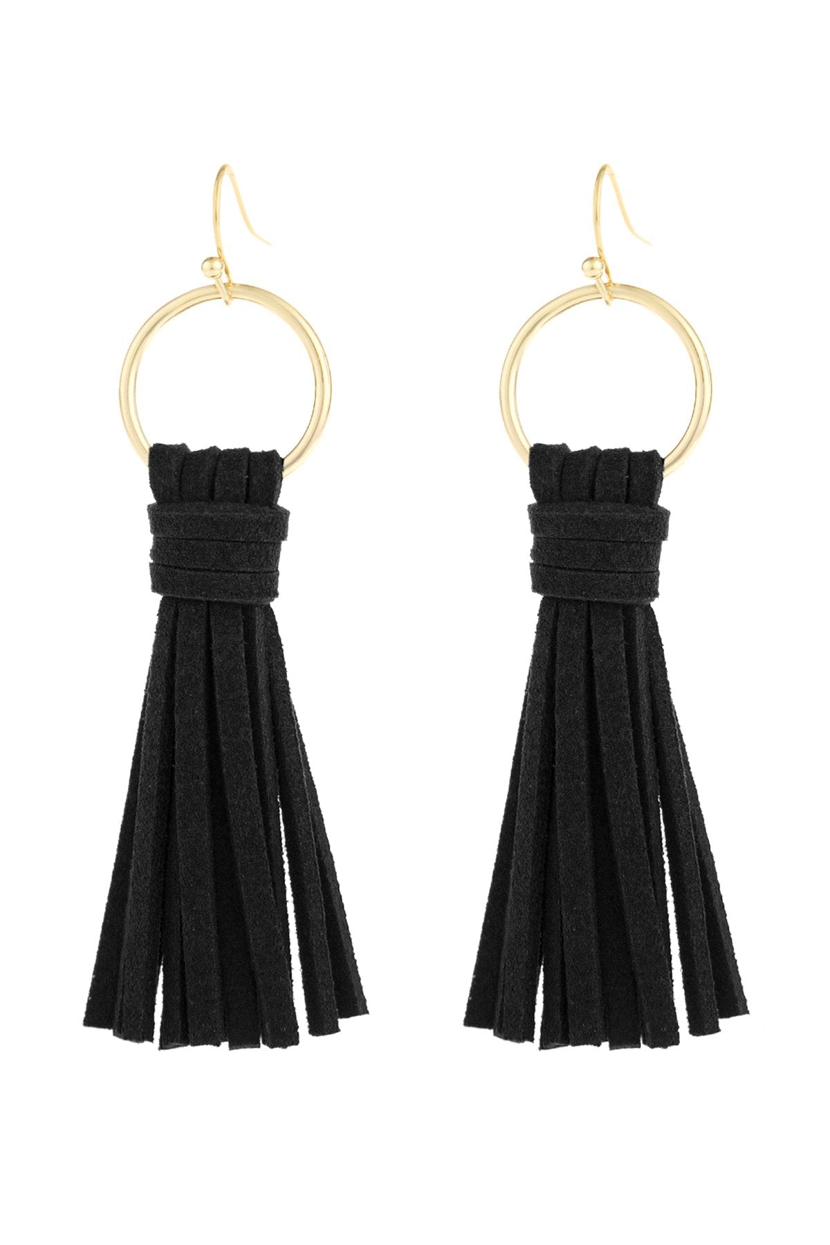 Riah Fashion - Leather Tassel Earrings - 14 COLORS -