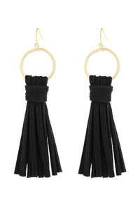 Thumbnail for Riah Fashion - Leather Tassel Earrings - 14 COLORS -