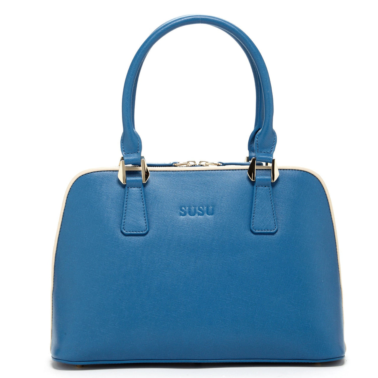 Melissa Blue Saffiano Leather Satchel Bag -