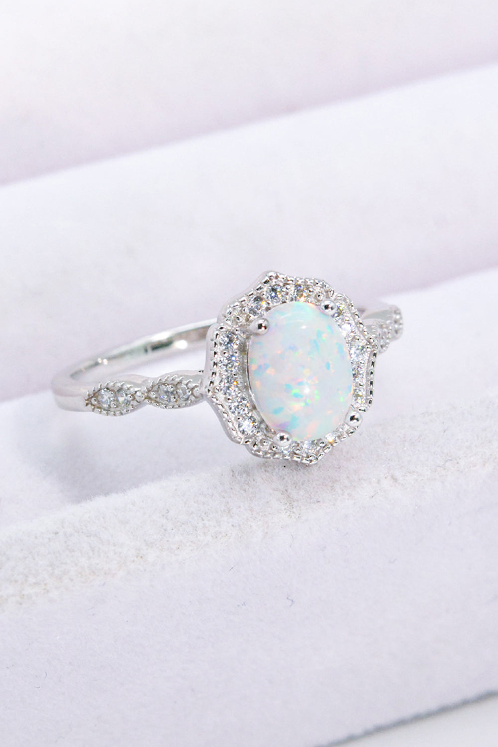 Just For You 925 Sterling Silver Opal Ring - T - SIZES 5 THRU 10 -