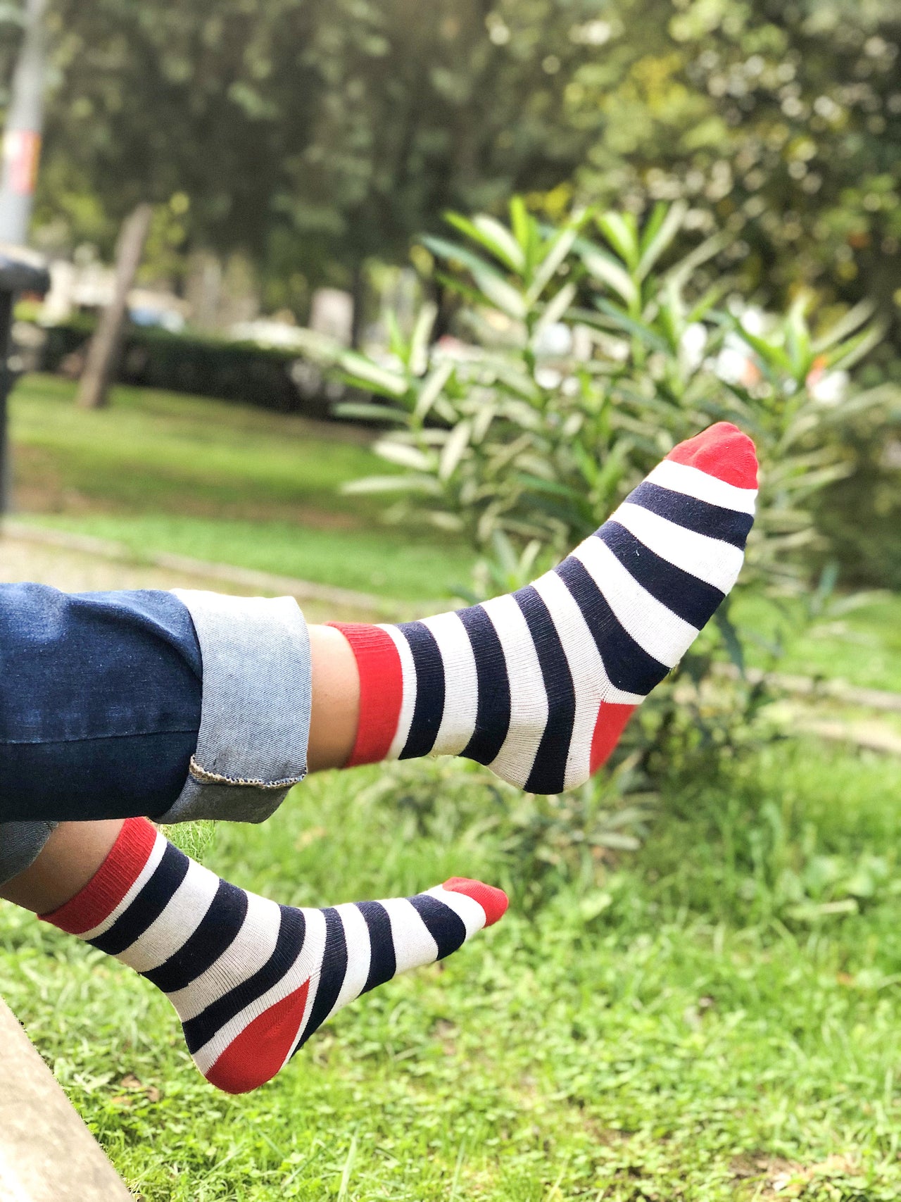 Kids Navy-White Stripes Socks - 1 COLOR -