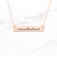 Thumbnail for Wanderlust - Gold Quote Bar Necklace -