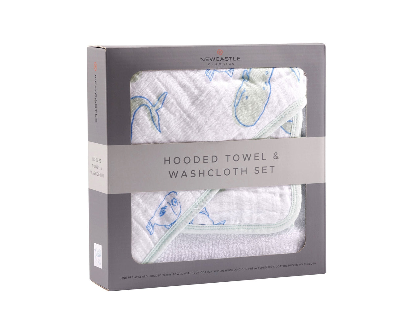 Newcastle - Whale Hooded Towel and Washcloth Set -