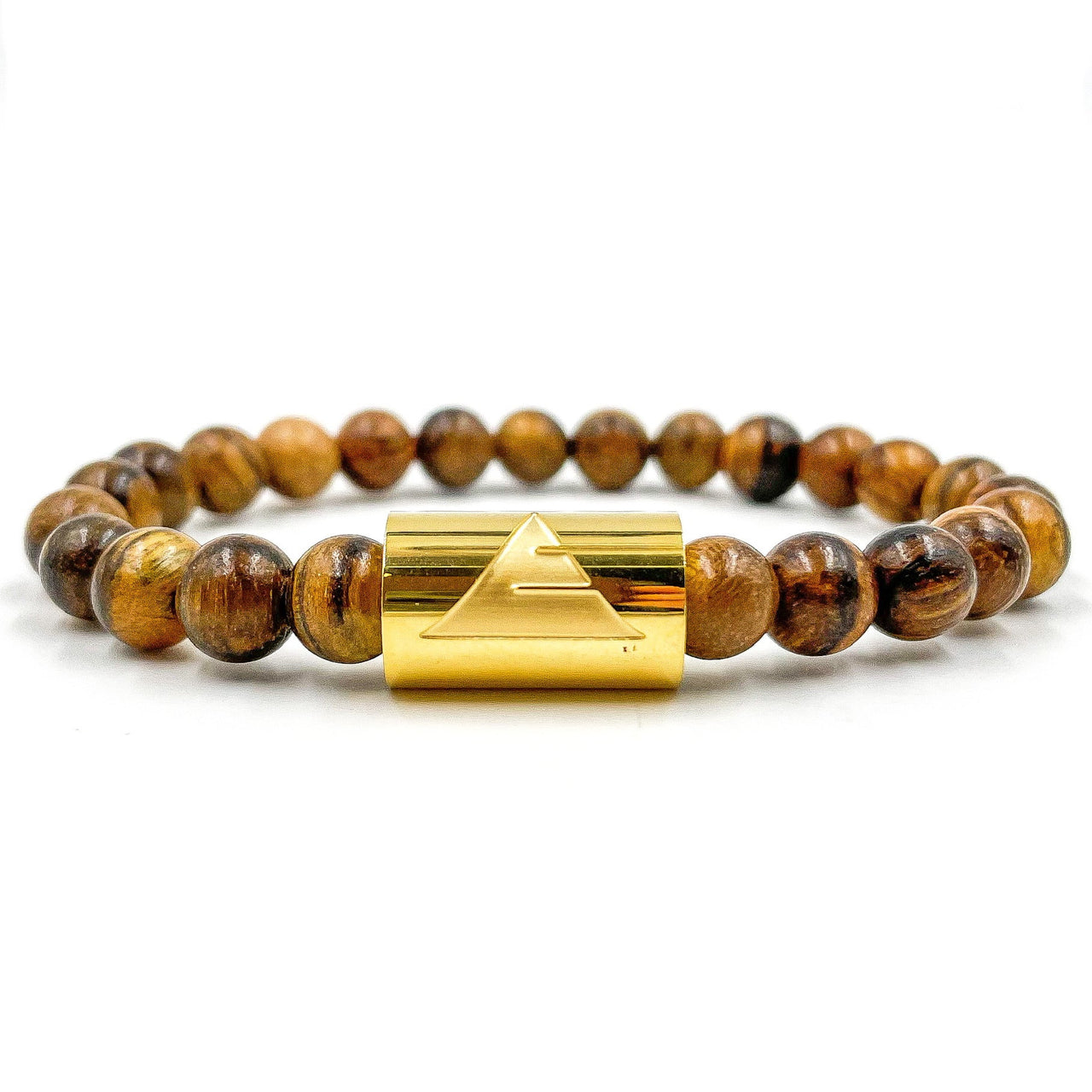 Timber - Dark Brown Sandalwood & Gold Mala Beaded Bracelet -