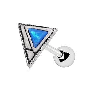 316L Stainless Steel Blue Synthetic Opal Triangle Cartilage Earring -