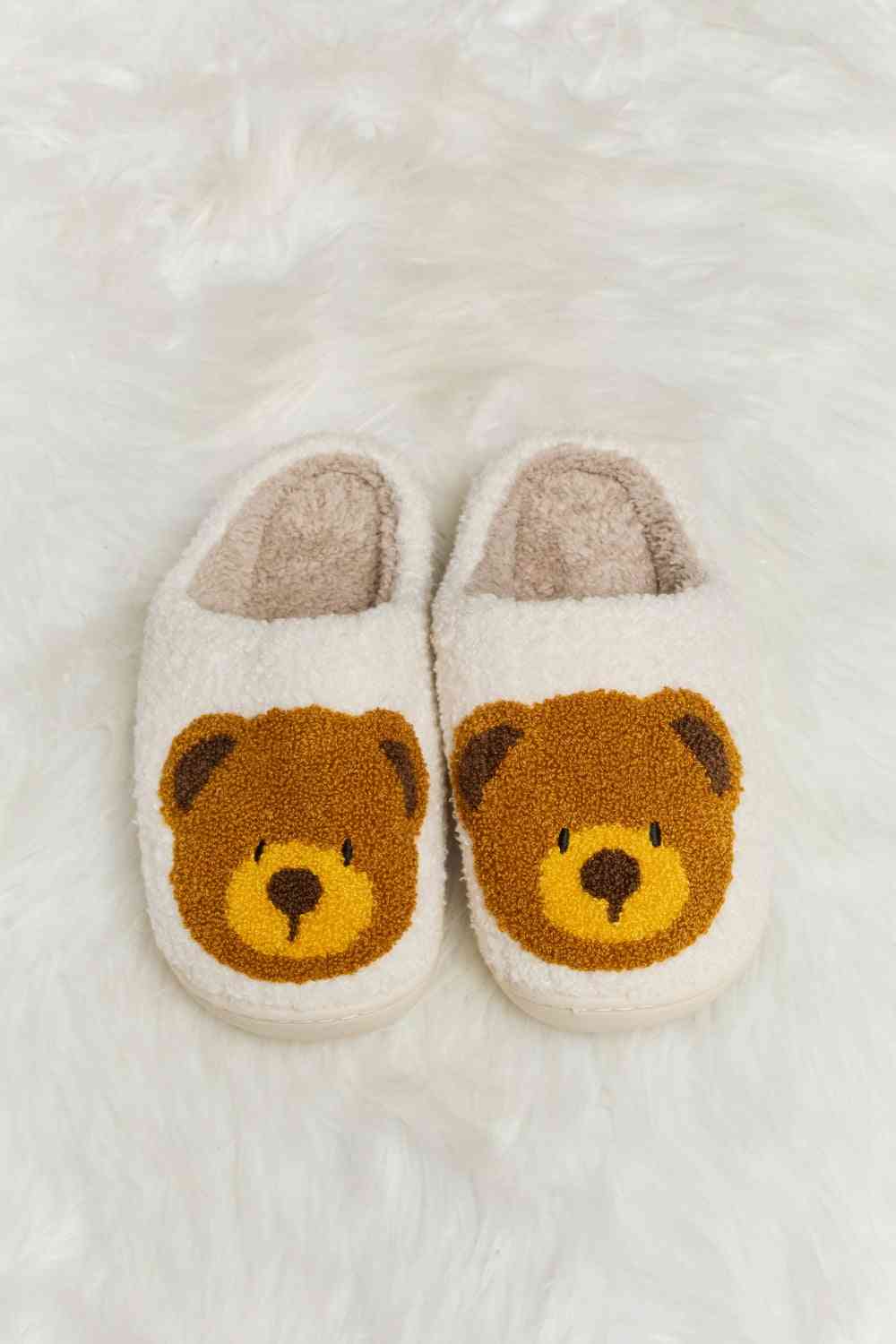 Melody Teddy Bear Print Plush Slide Slippers - T - 6 COLORS -