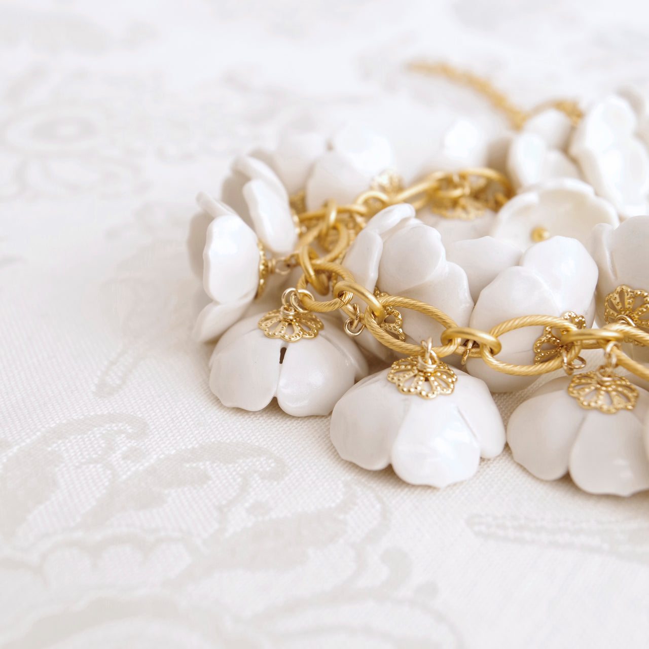 Porcelain Plum Blossom Cluster Necklace -