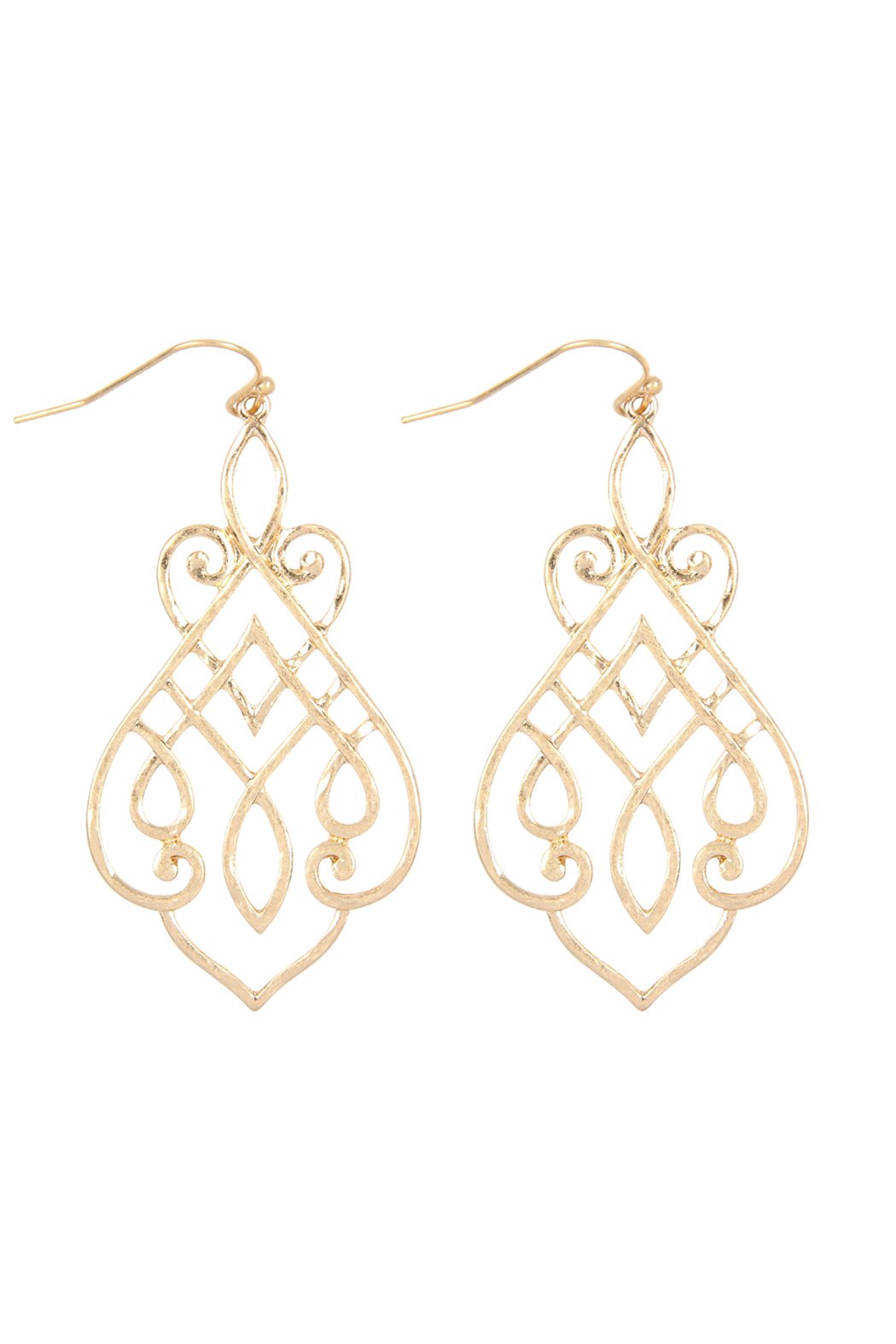 Cast Filigree Drop Hook Earrings - 2 FINISHES -