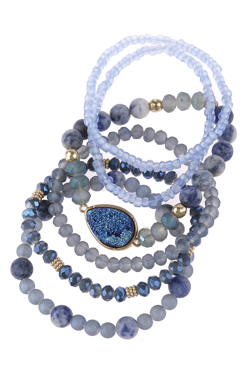 Teardrop Druzy Mixed Beads Bracelet - 8 COLORS -