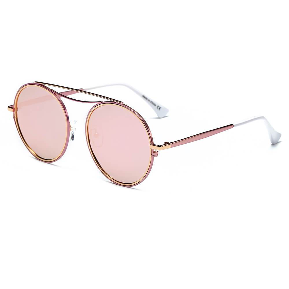 Fairfax | CA10 - Polarized Circle Round Brow-Bar Fashion Sunglasses - 6 COLORS -