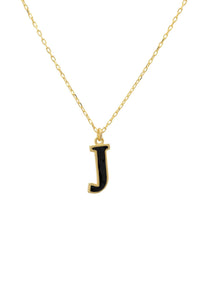 Thumbnail for Initial Enamel Necklace Gold J -