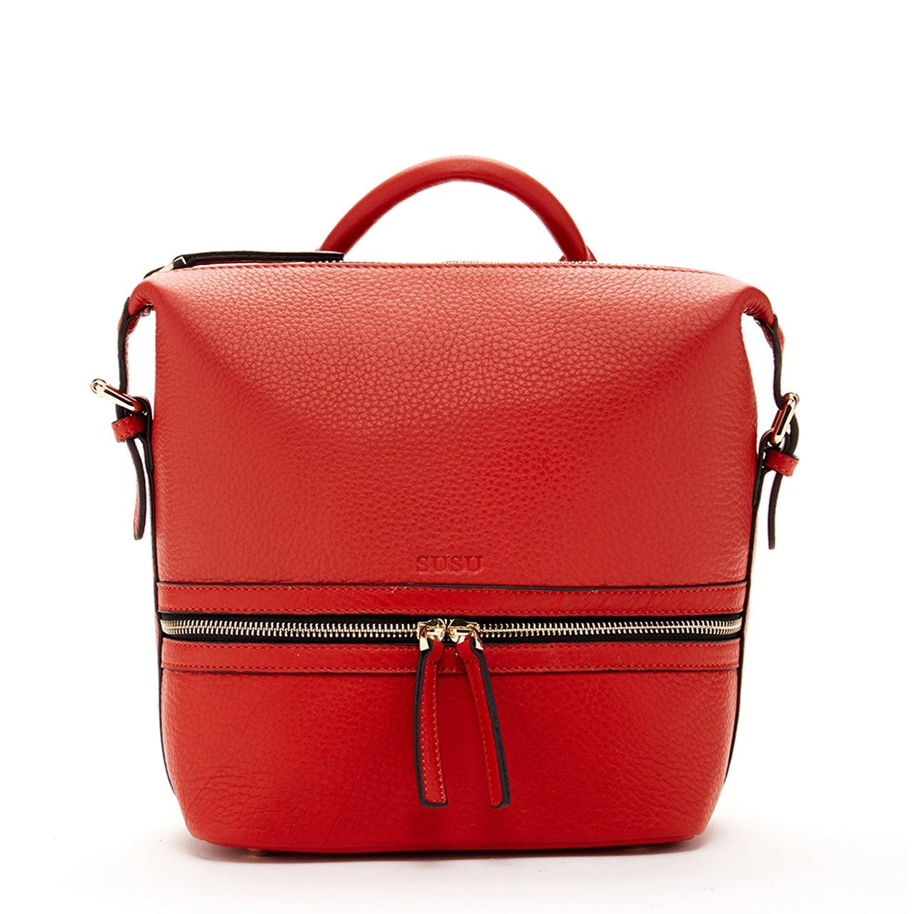 Ashley Red Leather Backpack Purse -