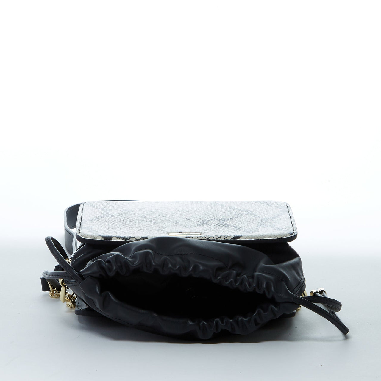 Patricia Black Leather Bucket Bag Snakeskin Design -