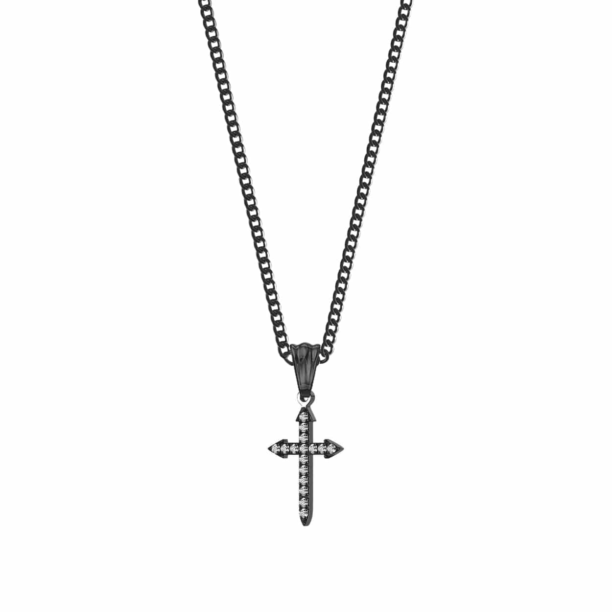 Mister - Gem Cross Necklace - 7 CHAIN LENGTHS - 3 FINISHHES -