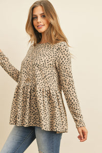 Thumbnail for Riah Fashion - Animal Print Long Sleeve Cinch Waist Top - 3 COLORS -