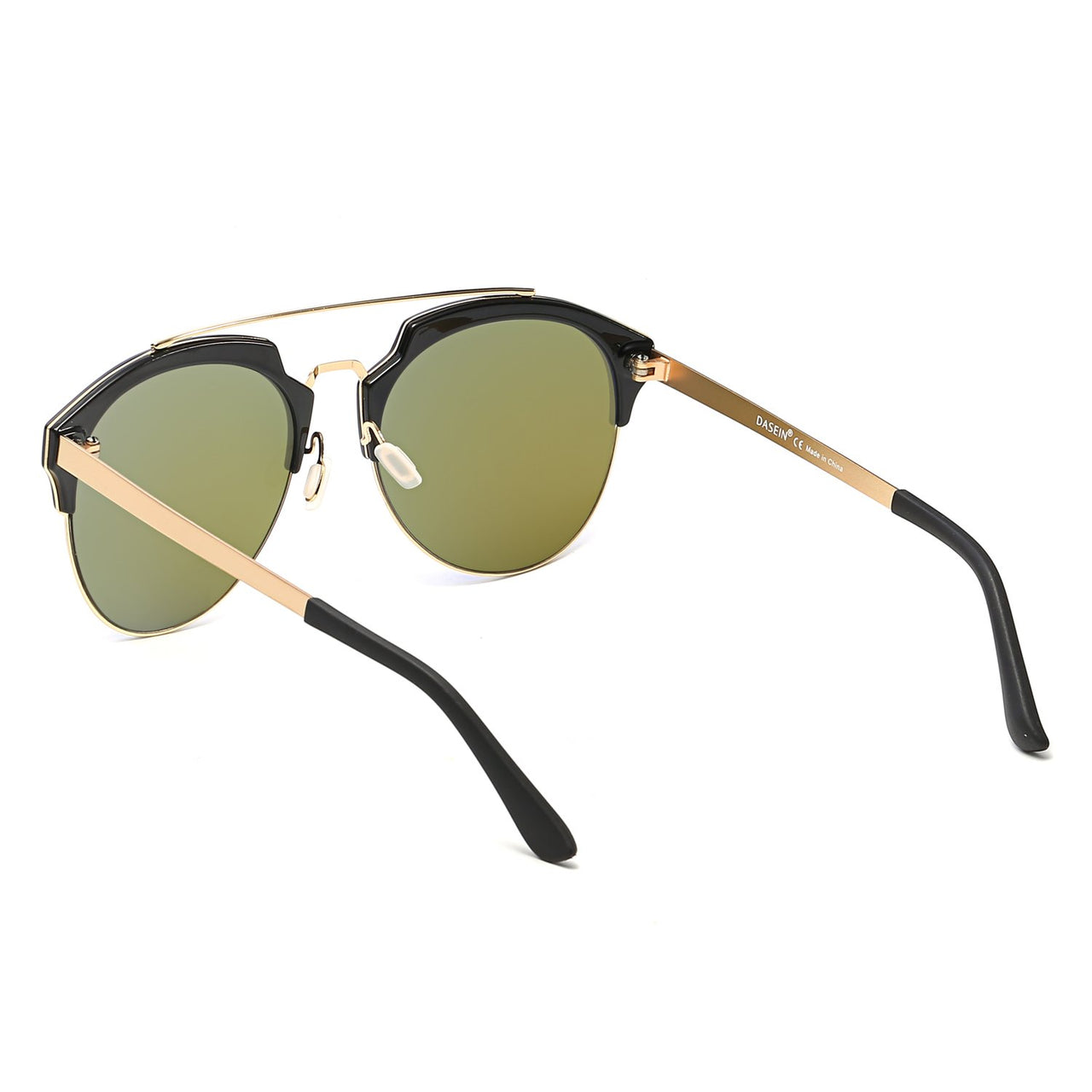 Corolla | CA15 - Half Frame Mirrored Lens Horned Rim Sunglasses Circle - 6 COLORS -