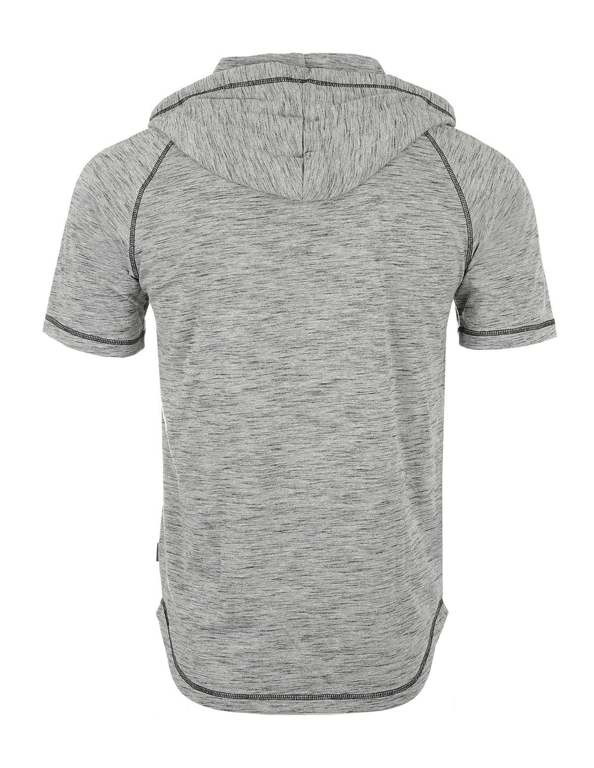 Men's Short Sleeve Raglan Henley Hoodie Round Bottom Semi Longline T-Shirt - 1 COLOR -