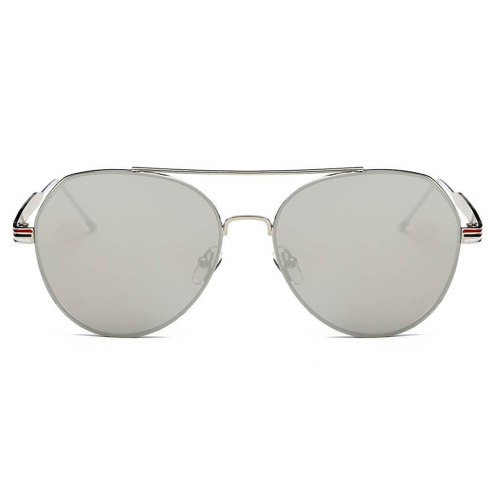 Erie | S2006 - Modern Teardrop Aviator Flat Mirrored Flat Lens Sunglasses - 4 COLORS -