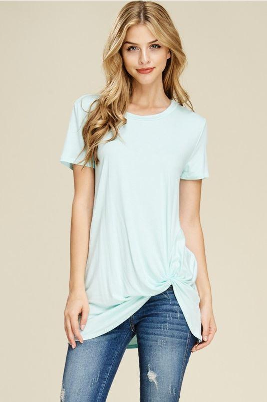 Riah Fashion - Short Sleeve Knot Tunic - 5 COLORS -