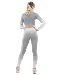 Thumbnail for Savoy - Bocana Seamless Leggings & Sports Top Set - Grey & White - 2 PCS. - 1 COLOR -