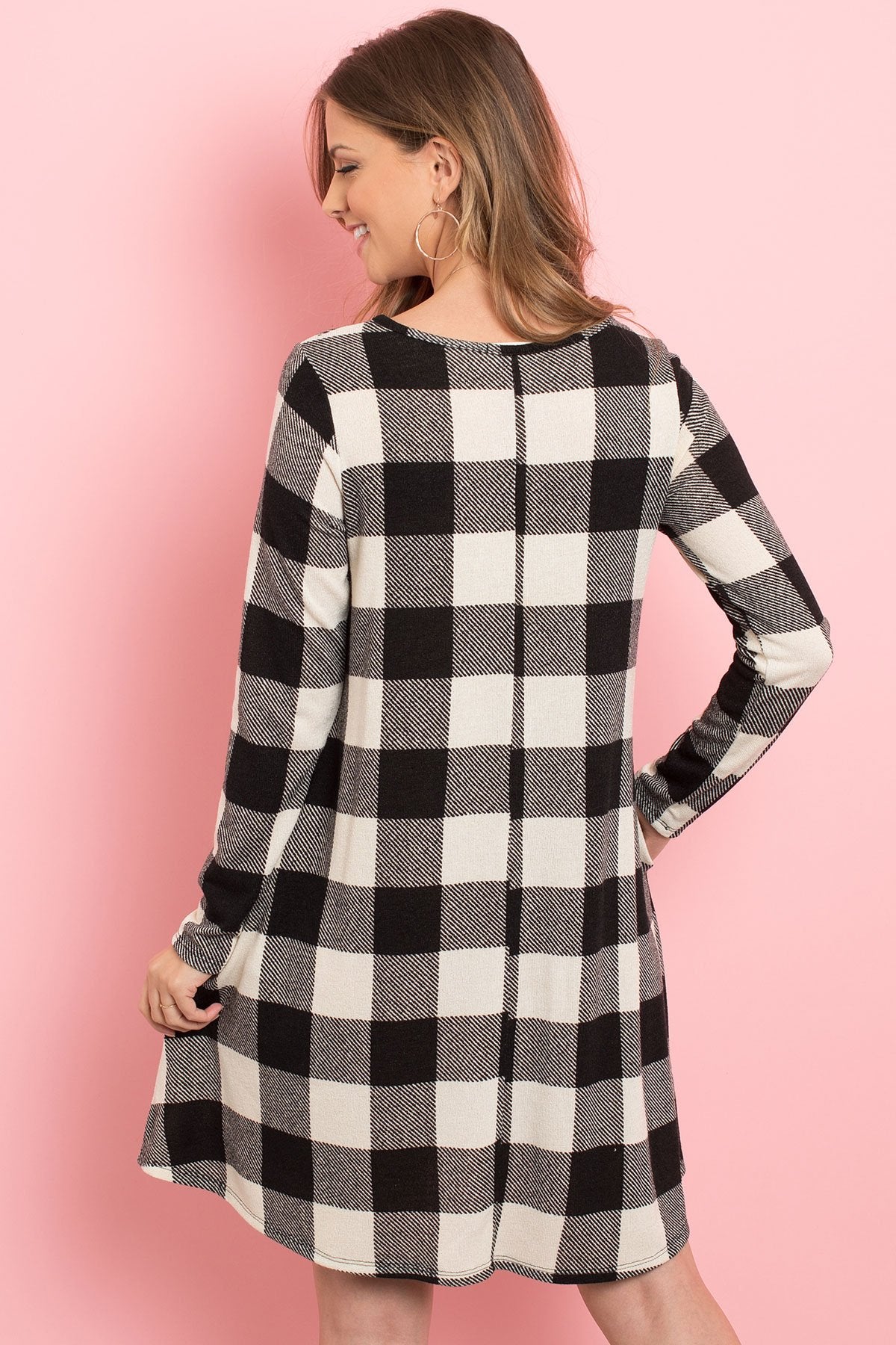 Riah Fashion - Long Sleeves Plaid Midi - 2 COLORS -