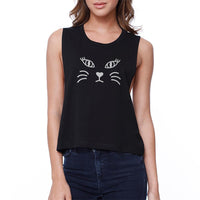 Thumbnail for Kitty Cat Crop Tee Sleeveless Shirt - 1 COLOR