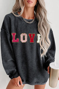 Thumbnail for LOVE Round Neck Dropped Shoulder Sweatshirt - T - 1 COLOR -