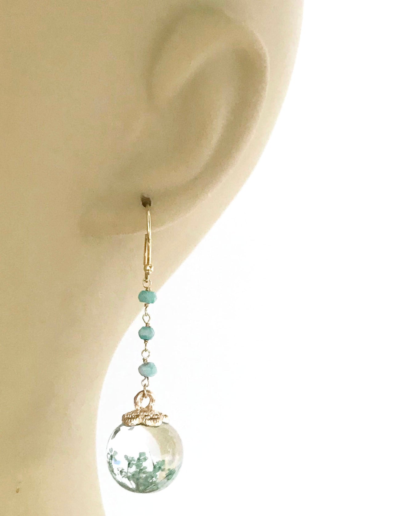 Gena Myint - Petrified Flower Keepsake Amazonite Earrings -