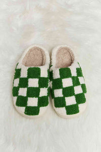 Thumbnail for Melody Checkered Print Plush Slide Slippers - LIMITED SIZES LEFT - T - 4 COLORS -