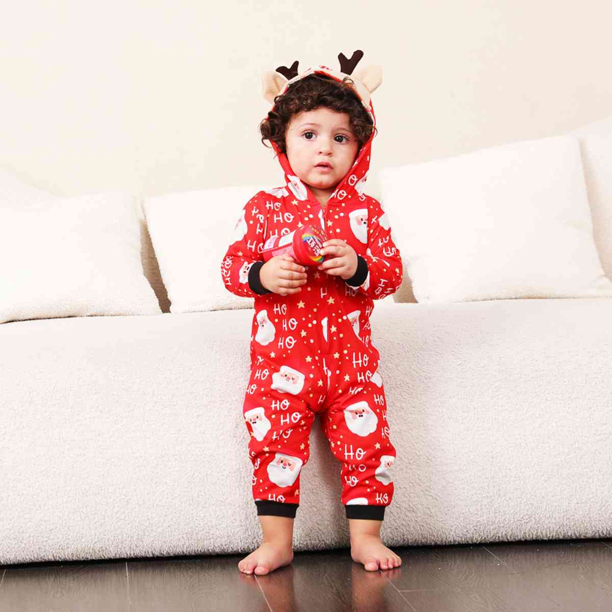 BABY Santa Print Hooded Jumpsuit - T -